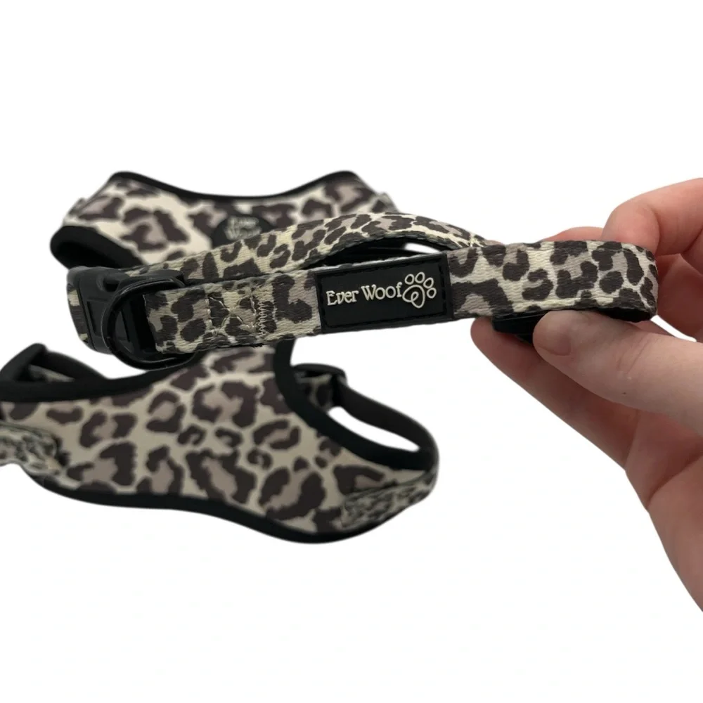 Ever Woof Ever So Wild Snow Leopard Print Dog Harness and Collar